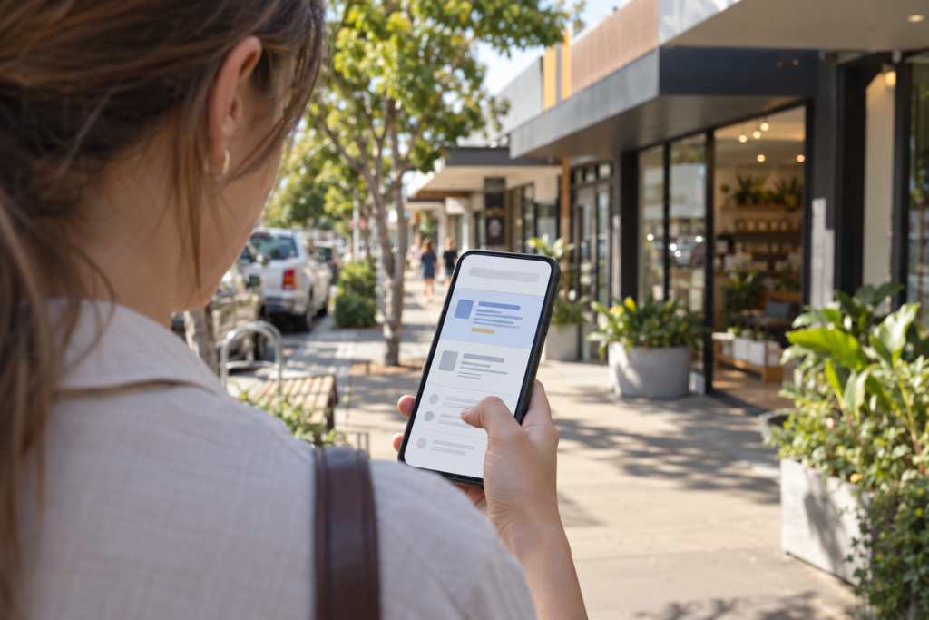 Customer viewing competing branded search results